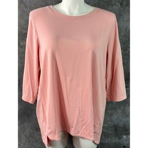 Isaac Mizrahi Pink V Neck 100% Cotton L/S Knit Top sz 3X (15913)